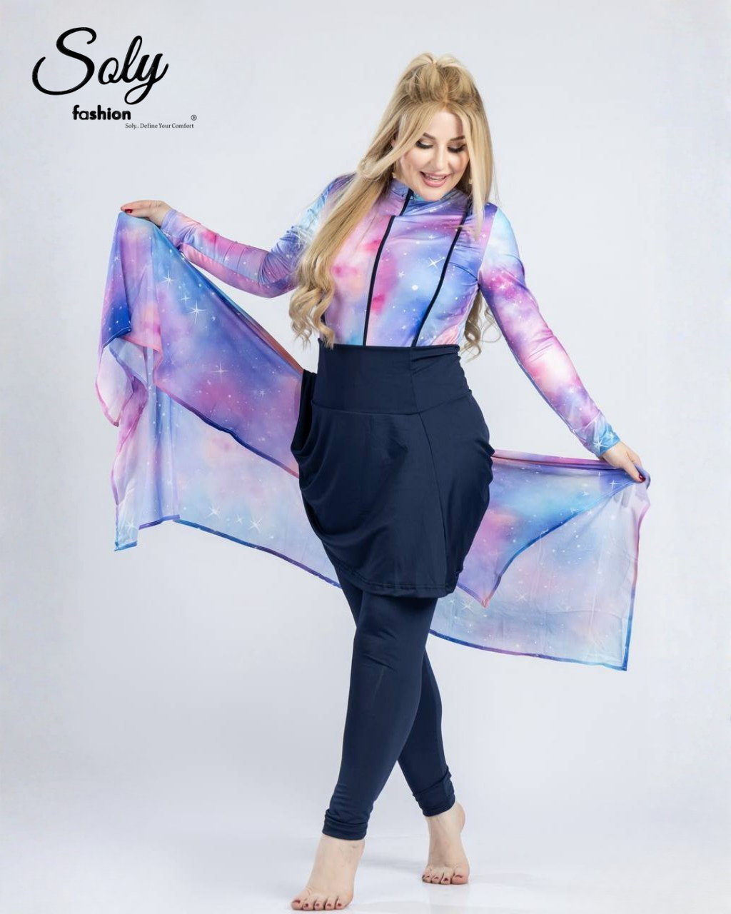 Galaxy Nebula 5-Piece Burkini Set - Ultimate Modest Swimwear