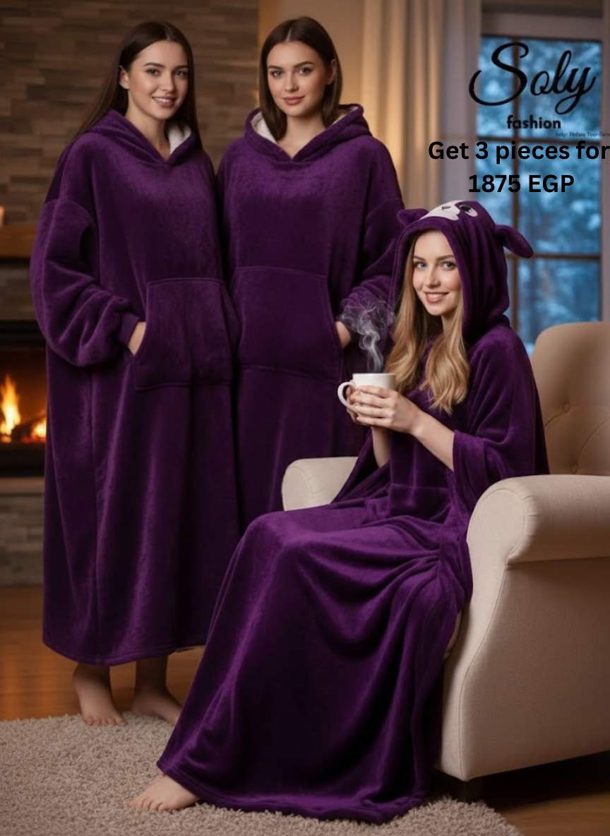 Long Polar & Chenille Blanket Hoodie