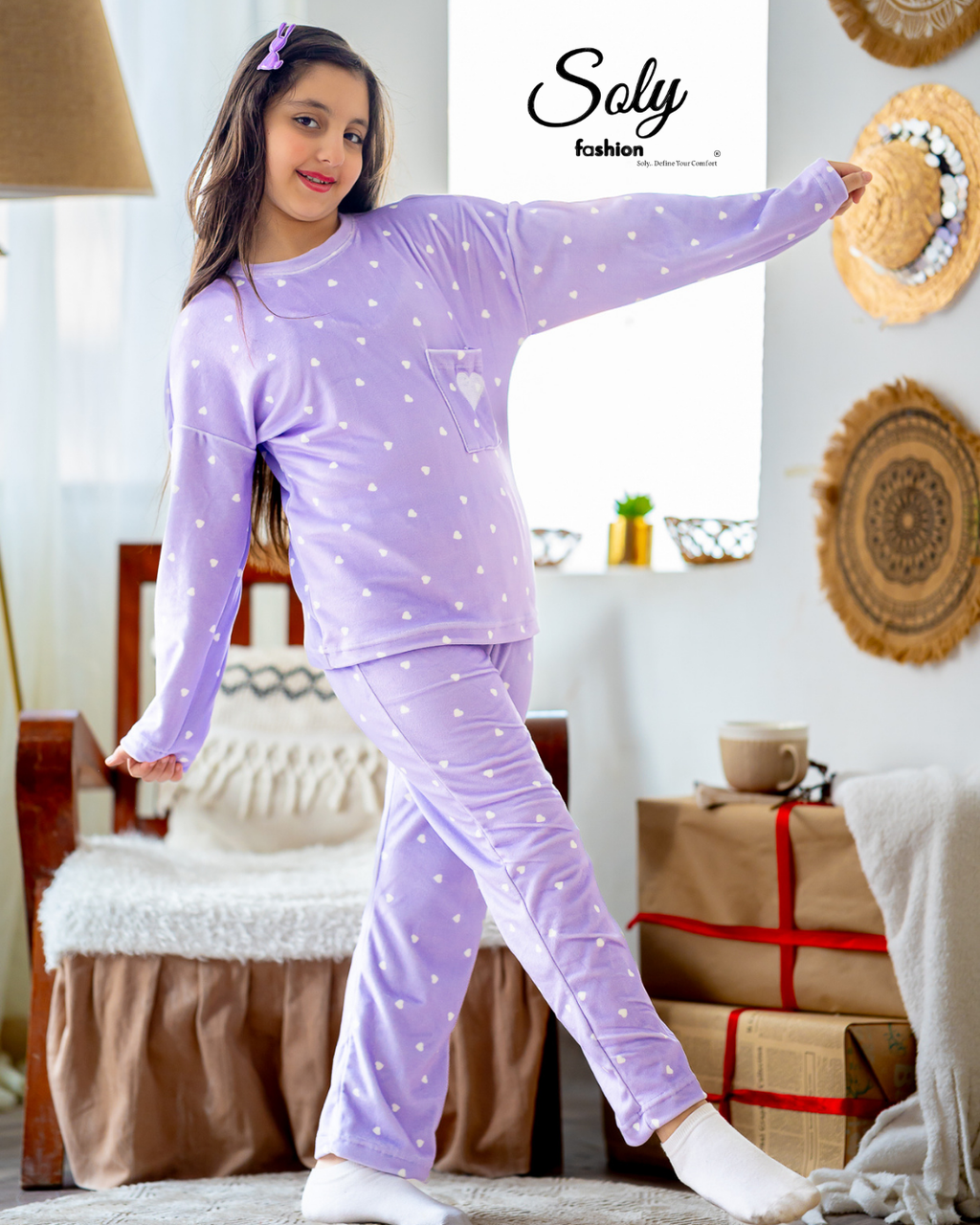 Chic Printed Velvet Pyjama Set