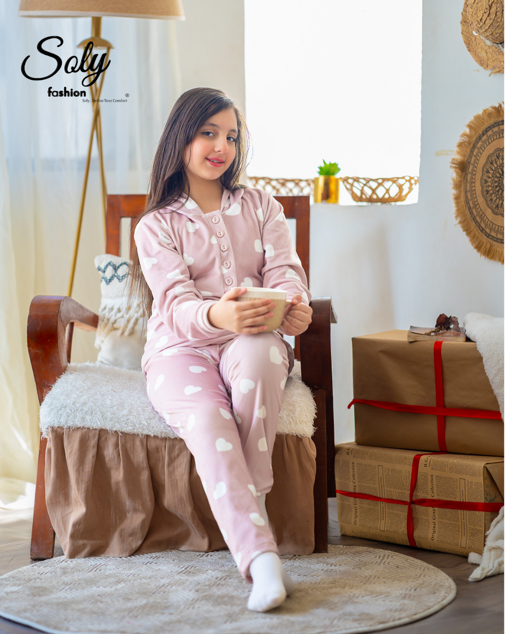 Chic Printed Velvet Pyjama Set
