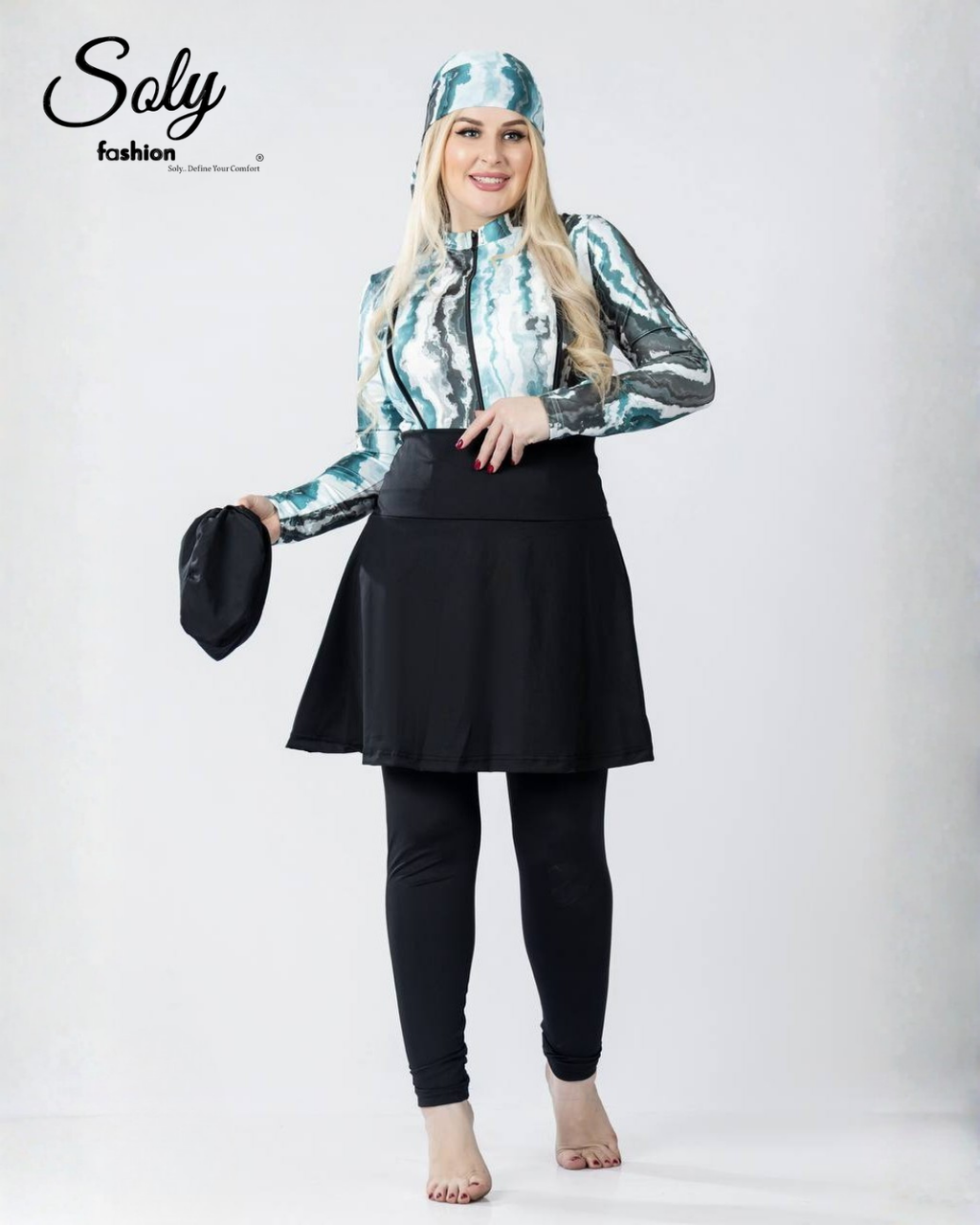 Turquoise Marble 5-Piece Burkini - Luxury Modest Swimsuit