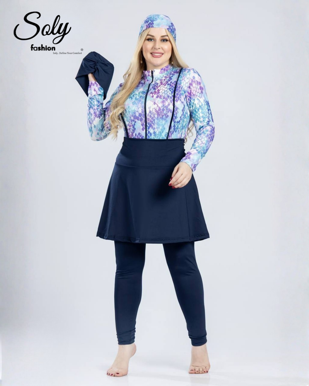 Colorful Snakeskin Print Burkini - 5-Piece Luxury Modest Swimsuit