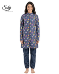 Vibrant Pineapple 3-Piece Burkini - Casual Modest Swimwear with Adjustable Cuffs