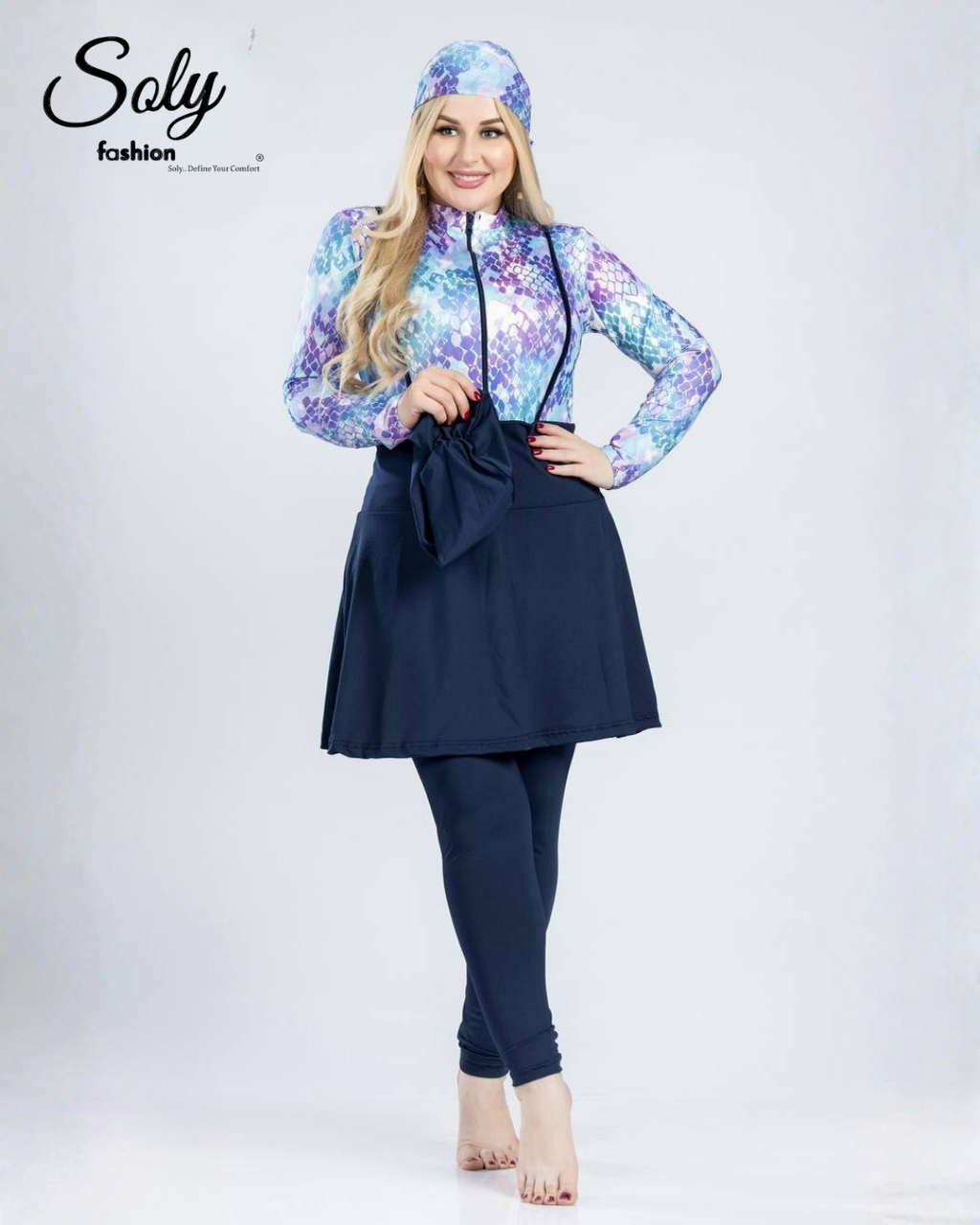 Colorful Snakeskin Print Burkini - 5-Piece Luxury Modest Swimsuit