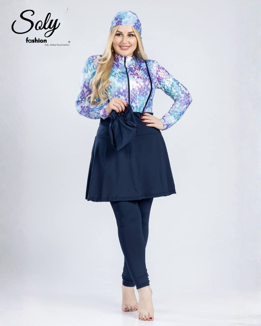 Colorful Snakeskin Print Burkini - 5-Piece Luxury Modest Swimsuit