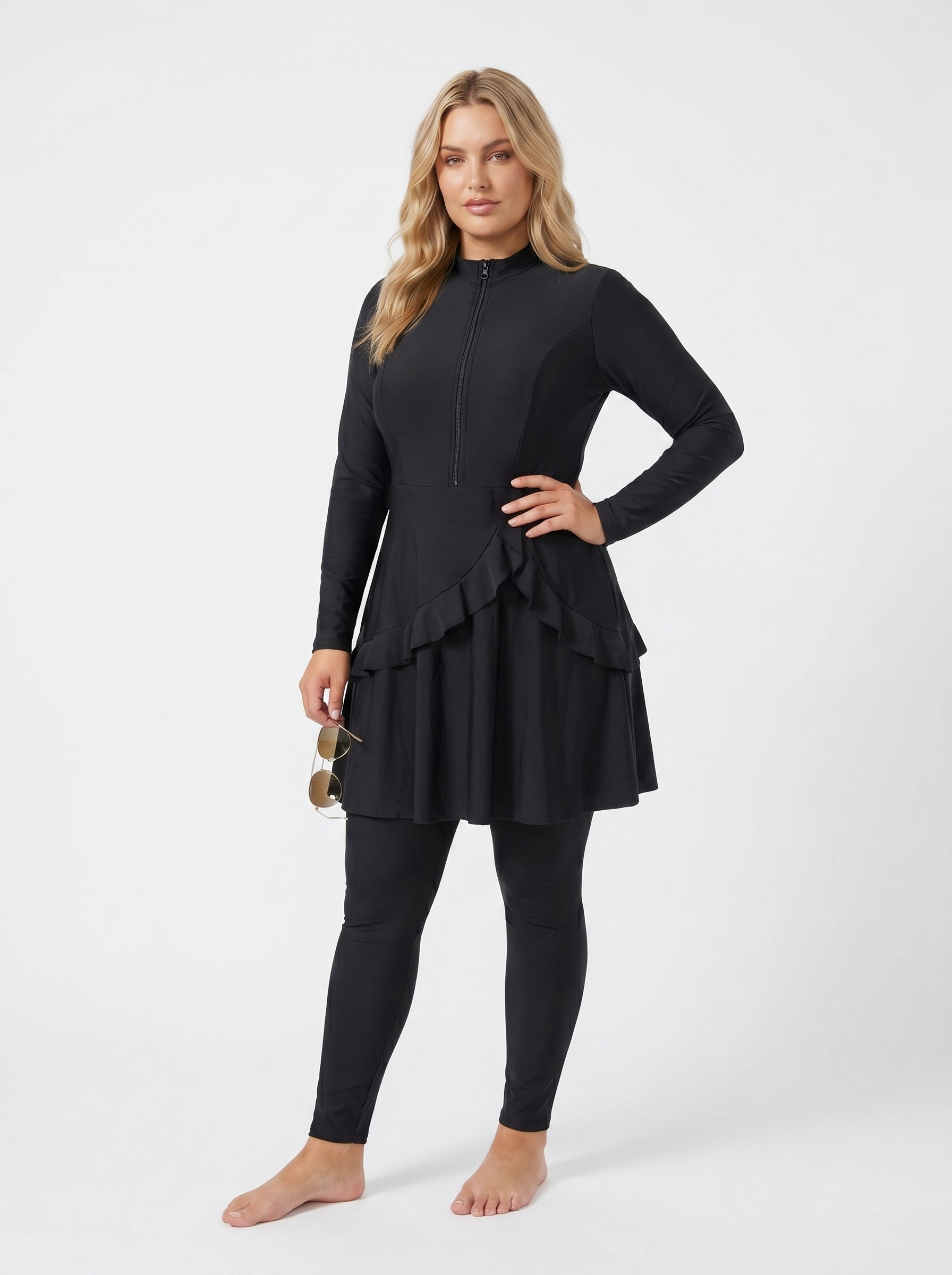 Premium Plus Size Burkini – Solid 3-Piece Set