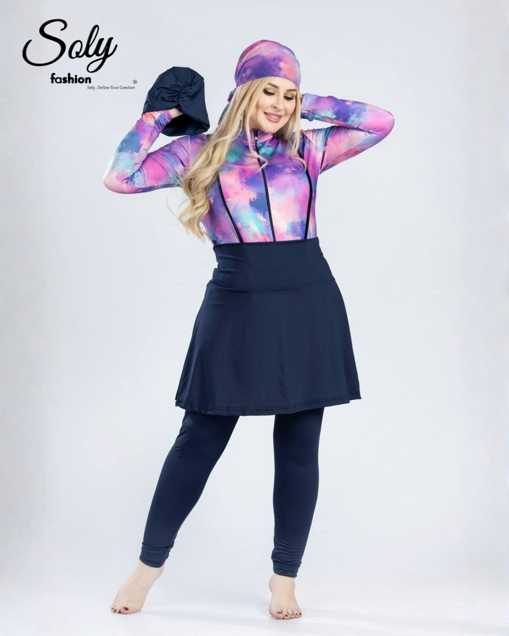 Vibrant Galaxy 5-Piece Burkini - Modest Swimwear Set
