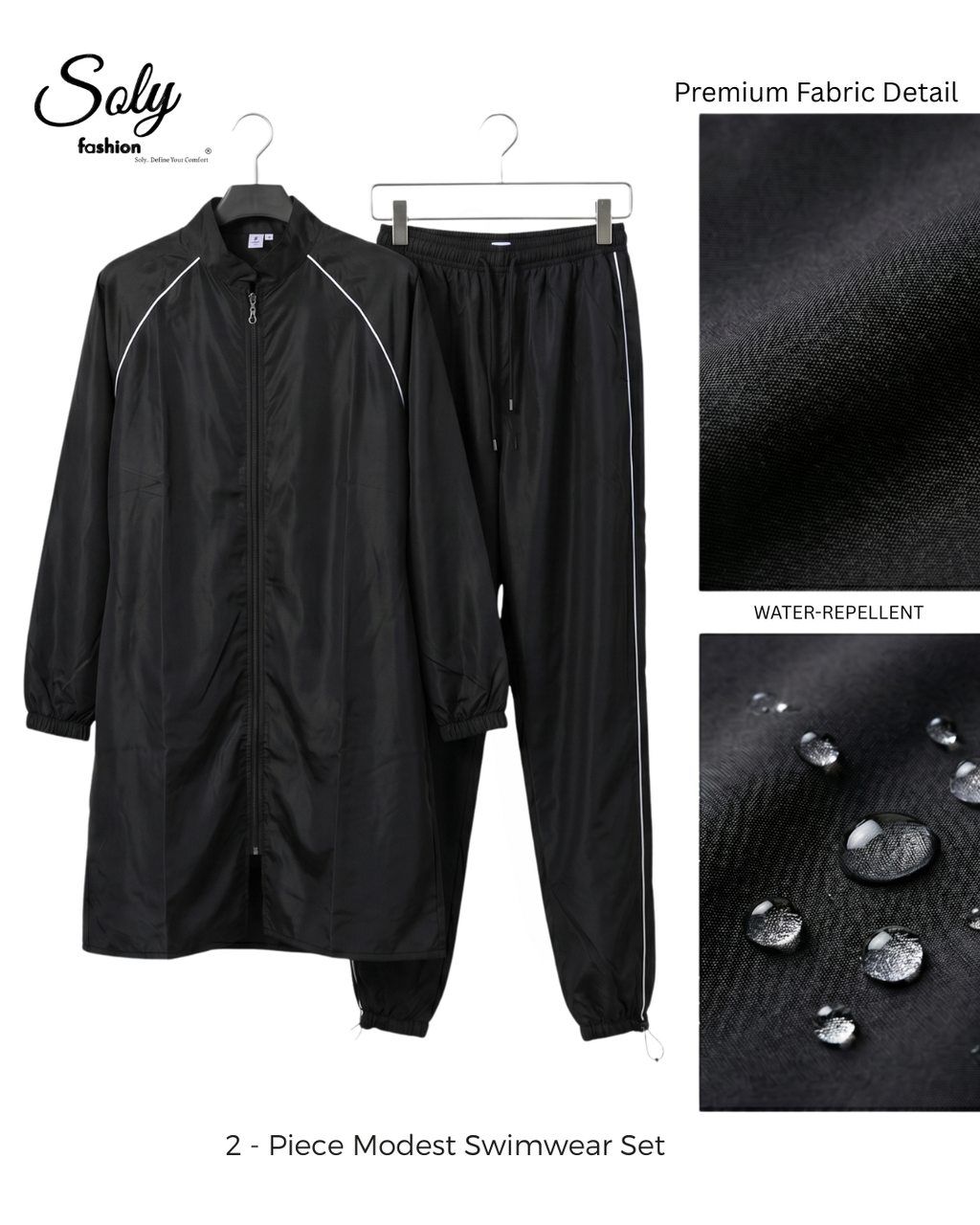 Active Sporty Burkini - Black Modest Swimwear