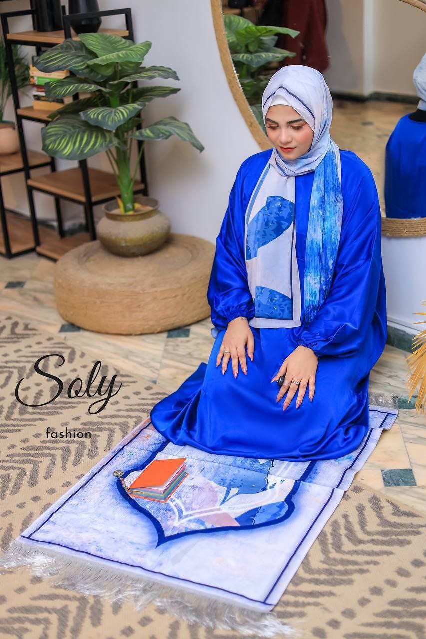 Luxury Women's Satin Abaya & Chiffon Scarf