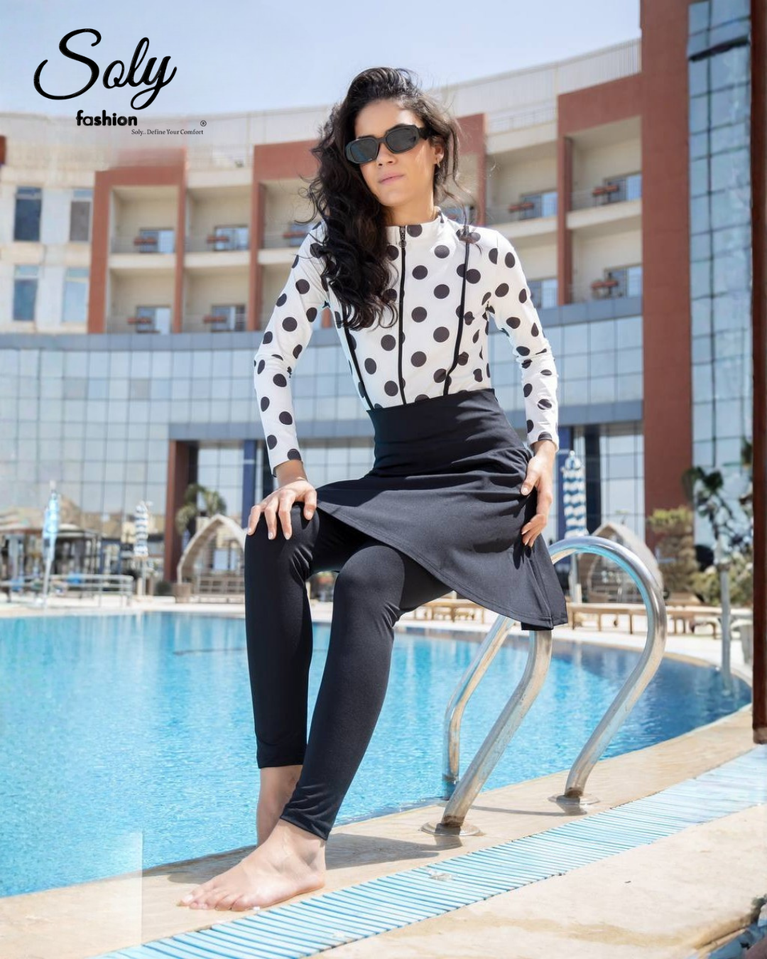 Polka Dot Print Burkini - Classic Modest Swimwear