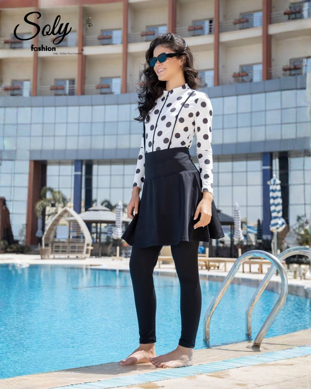 Polka Dot Print Burkini - Classic Modest Swimwear