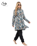 Classic Feather Print 3-Piece Burkini - Modest Swimsuit