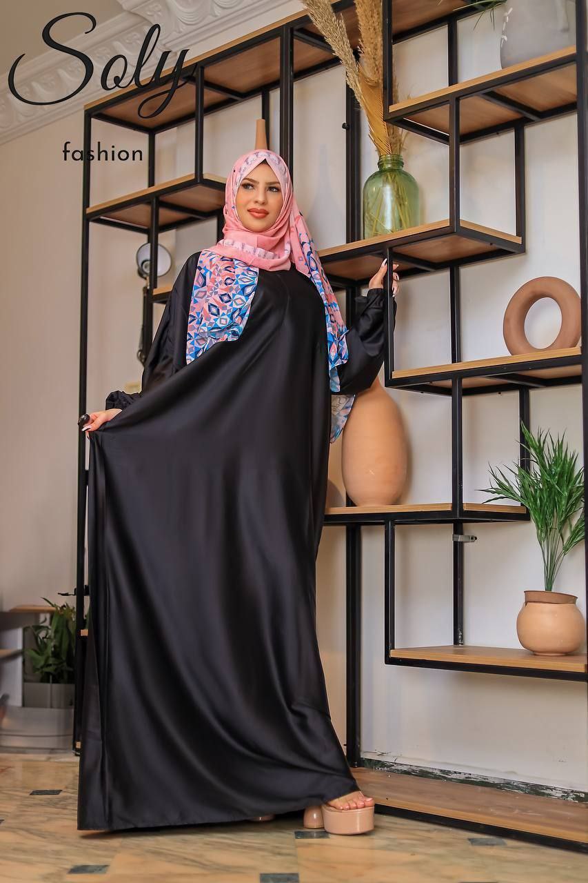 Luxury Women's Satin Abaya & Chiffon Scarf