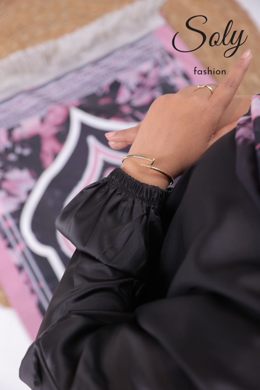 Luxury Women's Satin Abaya & Chiffon Scarf