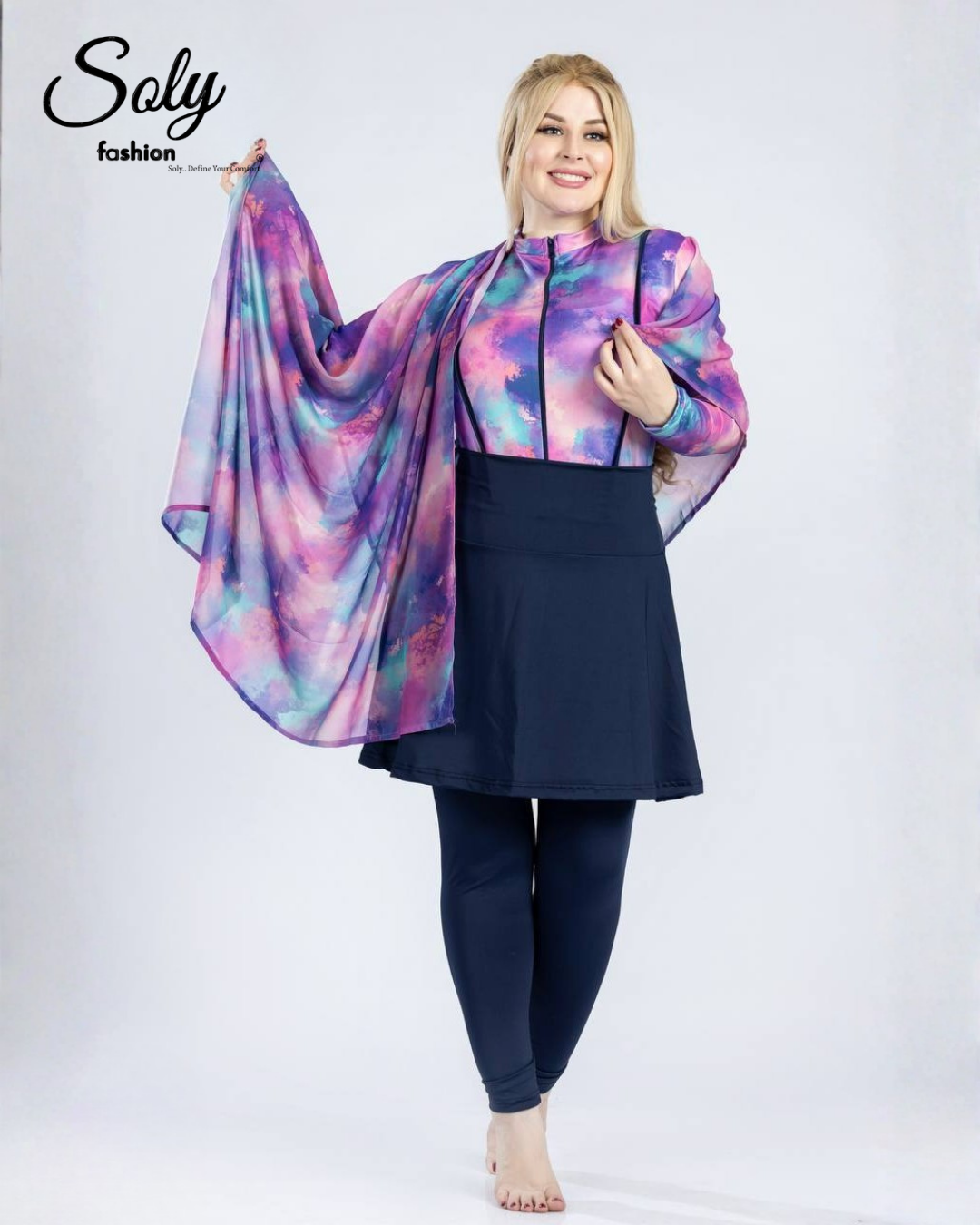 Vibrant Galaxy 5-Piece Burkini - Modest Swimwear Set