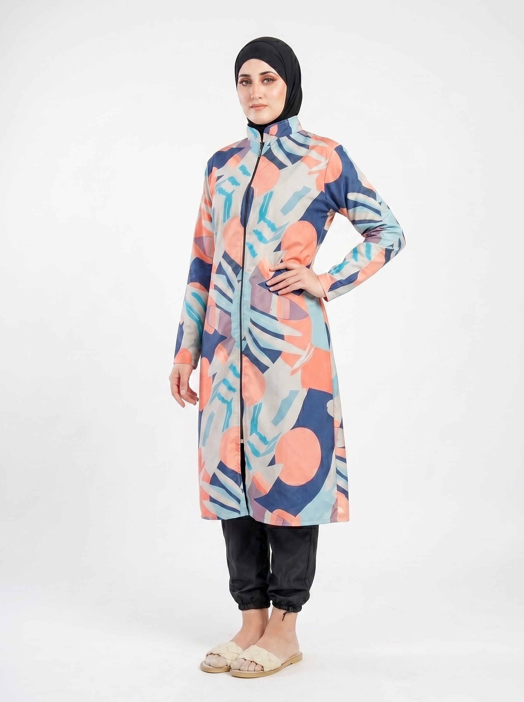 Tropical Print Modest Swimwear Set