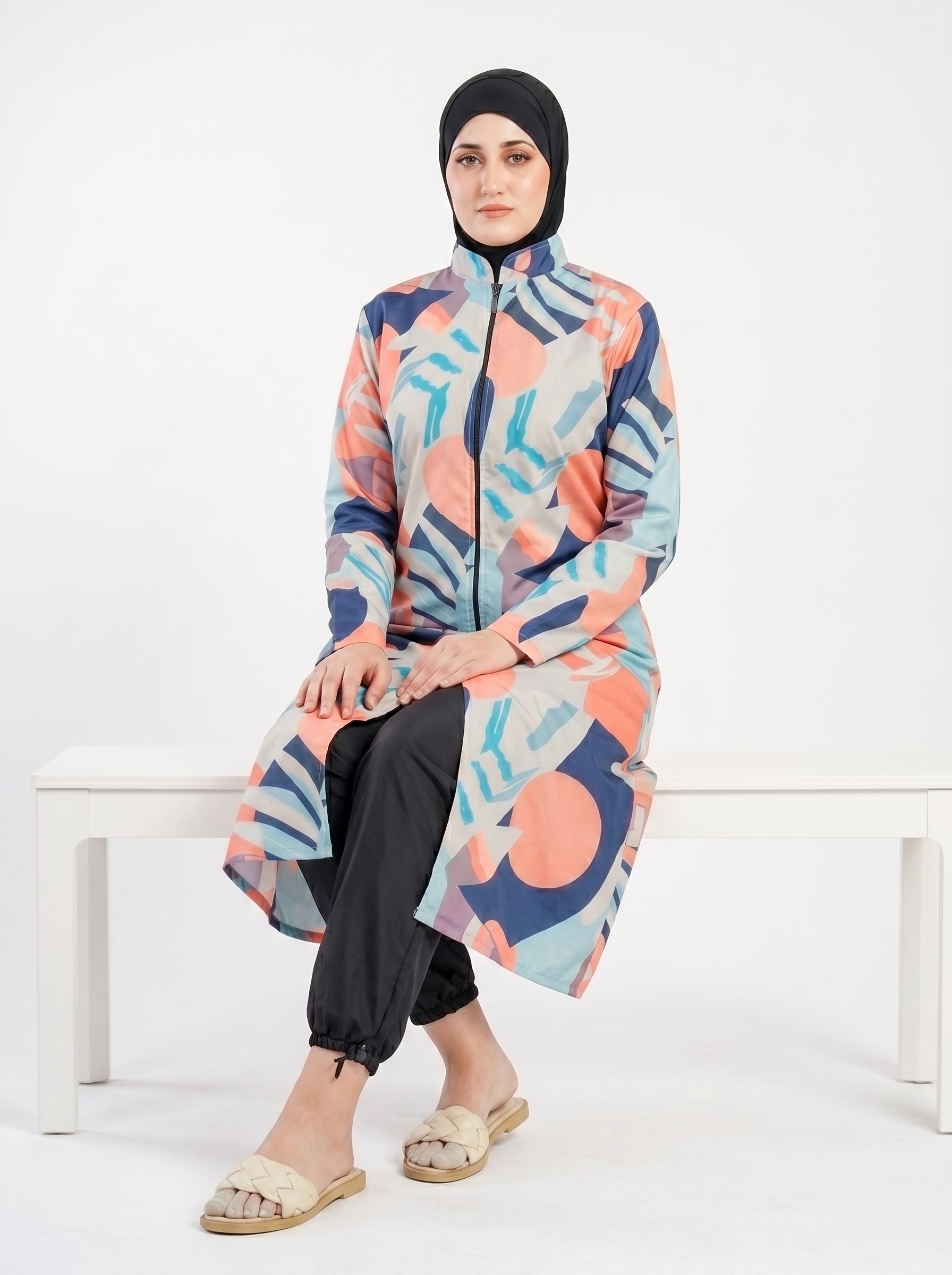 Tropical Print Modest Swimwear Set