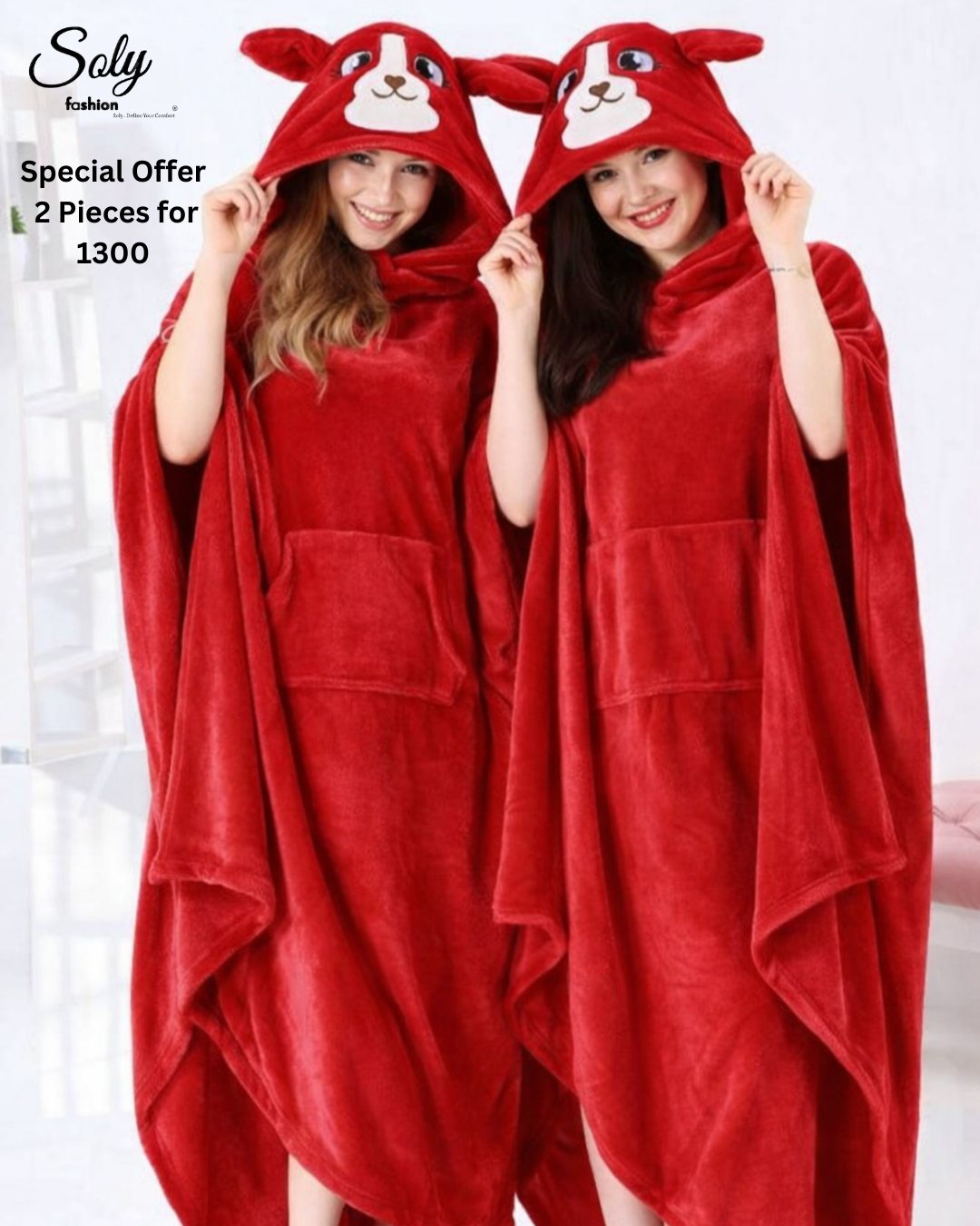 Long Polar & Chenille Blanket Hoodie